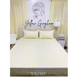 Korean Inspired Gingham 3in1 Canadian Cotton Bedsheets (1 fully garterized bedsheet and 2pcs Pillow case)