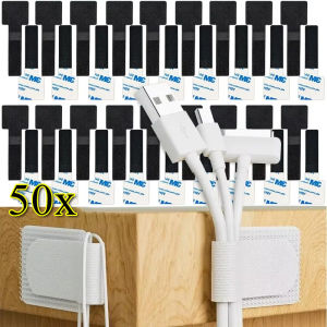 Anglebabylife 50/10x Cable Ties Hook and Loop Fastener Data Cable Ties Reusable Nylon Wire Organizers for Household Kitchen Office Tabletop