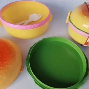 STV LUNCH BOX LUCU MOTIF BURGER HAMBURGER BULAT DAN KOTAK TEMPAT MAKAN KARAKTER