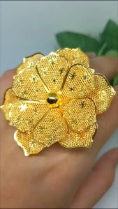Fashion Dubai Xuping Cincin Kendari motif bunga perhiasan lapis emas 24k gold polos