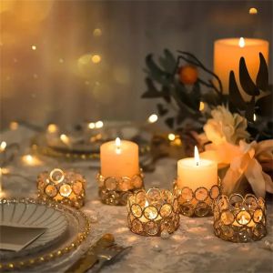 1/2PC Crystal Tealight Candle Holders Glass Desktop Candle Holder Ornament Home Table Bedroom Wedding Party Decor Creative Gifts