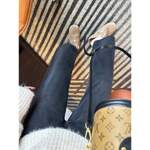 High Waist Straight Leg Jeans Womens plus Size Nine-Tenths Wide Leg Denim Pants Front Pocket Design Black Grey Spring Season