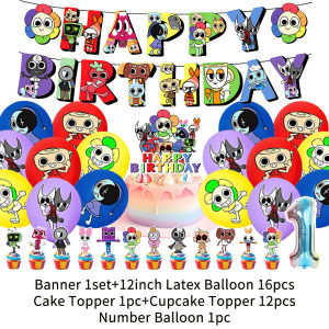 Potdemiel | Cartoon Dandy Worlded Theme Birthday Party Decoration Supplies Cup Plate Balloons Banner Photography Props Background Kids Gifts