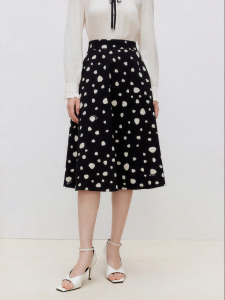Koradior | Elegant Floral A-Line Mid Length Skirt