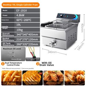 Single Double Cylinder Large Capacity Commercial Electric Fryer