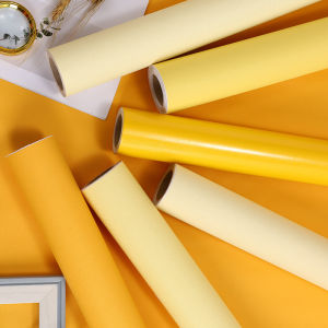 Yellow Waterproof Moisture Proof Adhesive Wall Stickers for Kindergarten Childrens Room Decor Modern Simple Style PVC Material