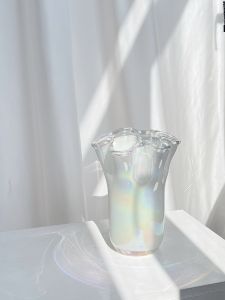 จิวเวลรี่สีมุก โถดอกไม้คลื่น ตกแต่งห้องนอน ห้องนั่งเล่น วัสดุแก้ว ขนาดกลาง สไตล์โมเดิร์น เรียบง่าย อิตาลี