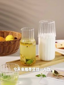 Người  lạnh Ấm đun nước và cup Set Glass sọc nước bình Jug Sữa nước chanh nước Decanter kính trái cây trà nồi với Mug