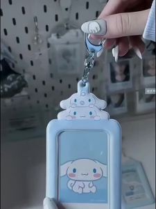 Sanrio | Sanrios Gudetama Keychain with Photo Card Holder Anime Keroppi Tuxedosam Photocard Holder Key Ring Accessory for Bag Backpack