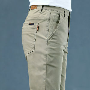 กางเกงขายาวทรงหลวมลำลองสำหรับผู้ชาย ทรงตรง ผลิตจากผ้าฝ้ายแท้ ยืดหยุ่นได้ดี ฤดูใบไม้ผลิและฤดูใบไม้ร่วง กางเกงขายาวลำลองสำหรับผู้ชาย