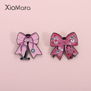 Cute Pink Bow Enamel Pin Medicine Box Capsule Doctor Nurse Stethoscope Brooch Badge Clothes Jewelry Gift For Kids And Friends