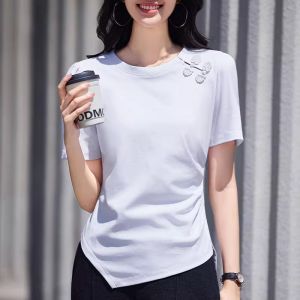 WANGGONGZHU | Princess Style Casual Short Sleeve T-Shirt Women Summer New National Style Pleated Design Sense Top Women Elegance Korean Version