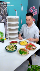 Lồng Bàn Bảo Quản Thức Ăn Lồng Bàn 5 Tầng Giữ Nhiệt Khay Đựng Hoa Quả Đồ Ăn Tích Hợp Lồng Bàn