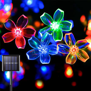 8 Modes Cherry Blossom LED Light Outdoor Solar Sakura String Lights Garden Christmas Wedding Party Shrubbery Street Decoration
