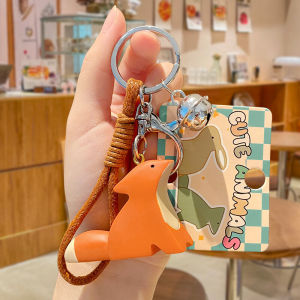 Elegant Fox Keychain Cute Resin Bag Charm Circle Pendant School Bag Decor Creative Gift Small Fox Fashion Trend 2025