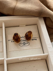 Fearless Amber Colored Womens Earrings Unique Design Fashionable Vintage Ear Jewelry Korean Style Fresh out Accessories