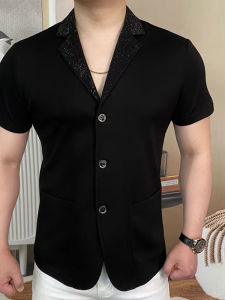 Summer Fashionable Breathable Slim Fit Business Casual Mens Short Sleeve