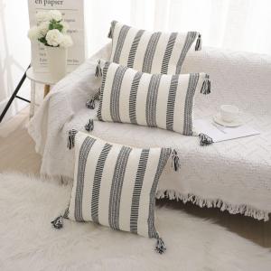 Pure Cotton Bohemian Tassel Cushion Office Lumbar Pillow Bed Headrest Sofa Cover Home Decorative Cushion Square Rectangle