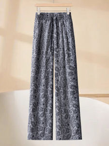 MEITESIJIAONU | Ice Silk and Cashew Flower Embroidery Loose Straight Leg Pants
