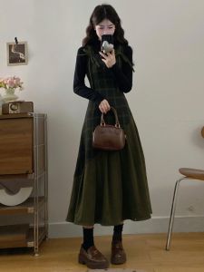 RELNLEX | Đầm Voan Patchwork Lông Cừu Phong Cách Pháp Cổ Điển