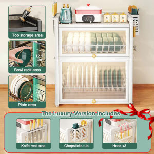 Luking 3 Layers Kitchen Dish Rack Household Dust-proof Cupboard Dish Knife Chopsticks Seasoning Drain Rack Dustproof Tableware Storage Rack