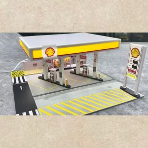 G-Fans 1:64 Shell Gas Station Architectural Scene Model (710035) PVC Material For Collections Displays Kids Toys CarLoverDieCast