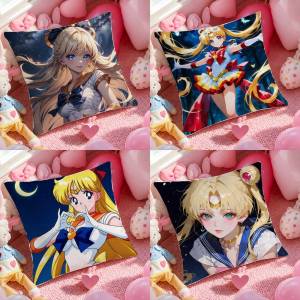 Bandai | Sailor Moon Usagi Tsukino Anime Plush Pillow Cover Soft Short Plush Cushion Cover For Sofa Bedroom Home Decor Gift Decoration