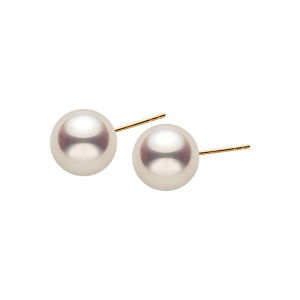 Helas | 14K Gold Satin Finish Womens Pearl Earrings