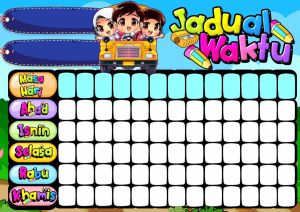 JADUAL WAKTU KELAS BOLEH GUNA BANYAK KALI / REUSEABLE TIMETABLE / LAMINATED TIMETABLE / JADUAL WAKTU LAMINATED A4