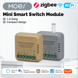 MOES Zigbee/WiFi Mini Smart Switch Module Tuya 1-4 Gang DIY Work With Google Home Alexa Voice Control Timer Home Automation