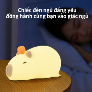 Dễ thương phim hoạt hình capybara Silicone ánh sáng ban đêm USB có thể sạc lại thời gian mờ ngủ đêm đèn cho phòng trẻ em