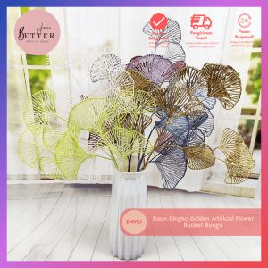 Better Home - Daun Gingko Golden Artificial Flower Bucket Bunga EMYEJ