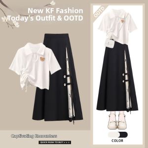 YINGKETUO | Elegant Chinese Style Black Skirt Set