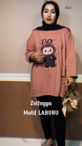 Zolfayyu Tunik Jumbo Ld 130cm Wanita Viral The Monsters Labubu Katun Kombed 24s Combed Muslim Remaja