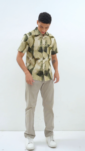 AMK Kemeja Motif Pria Lengan Pendek SHP Niklas Ss Olive