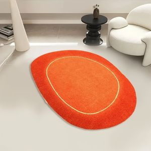 Thảm Trải Sàn Nhung Pha Lê Đất Nung Hình Oval Không Trơn Trượt Giặt Được Mềm Mại Dùng Cho Cạnh Giường Phòng Khách Ký Túc Xá Phong Cách Hiện Đại Tối Giản.