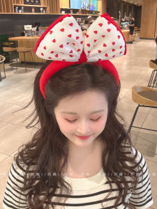 Sweet Color Collision Heart Polka Dot Sponge High Hairline Hairband Womens Red Headband Princess Style Hair Accessories