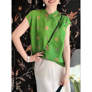 QINGNAER | Elegant Summer Large Size Blouse Green Fresh