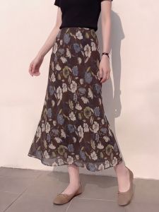 YIKEMAI | Vintage Floral Print High Waist Slimming Summer Maxi Skirt