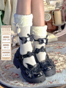 Pinkyo Original Japanese Style College Fashion Little Devil Black Bow Knot Small Leather Shoes Thick Bottom Mary Janes Womens Shoes