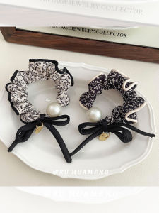 ริบบิ้นผูกผมแบบมีหัวเข็มขัดรูปตัวอักษร K ลายดอกไม้ หัวเข็มขัดรูปไข่มุก หัวเข็มขัดผูกผม วัสดุยางยืด สำหรับผู้หญิง