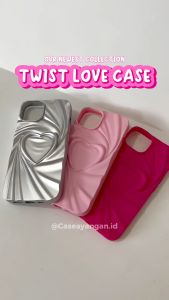 Twist Love Case For IPHONE XR 11 12 13 14 15 PLUS PRO MAX Casing Lucu Cool Simple Hati Heart Chrome Chromic C