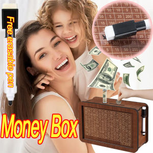 1000/3000/5000/10000 Euro Money Box Wooden Piggy Bank Reusable Money Vault Savings Box Challenge Cash Storage Case Children