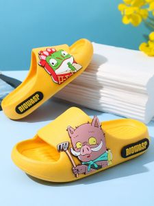 Childrens Indoor Slippers Soft Bottom Anti-Slip Summer Home Shoes Boys Cartoon Design Big Wasp Flip Flops for Kids