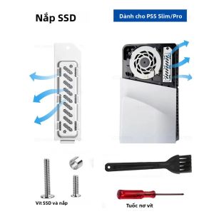 Nhôm SSD Tản Nhiệt Chống Bụi Cho PS5 Slim/Pro Tay Cầm Chơi Game M.2 SSD Khe Cắm Mở Rộng Thoáng Khí Tản Nhiệt Ốp Lưng