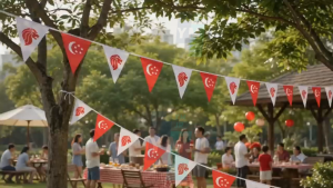 【Local Ready Stock】 NDP Singapore Red & White Triangular Flag Bunting Banner 3.5M/5M National Day Party Decoration