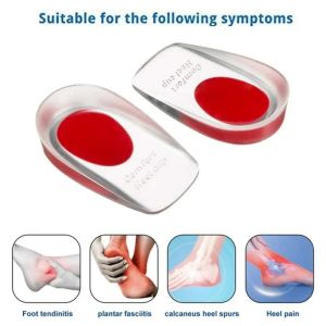 1 Pair Soft Silicone Gel Insoles for Heel Spurs Pain Foot Cushion Foot Massager Care Half Heel Insole Shoes Pads Height Increase