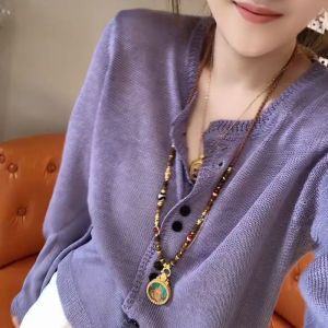 UYFY | Loose & Slimming Purple Round Neck Long Sleeve Knit Sweater