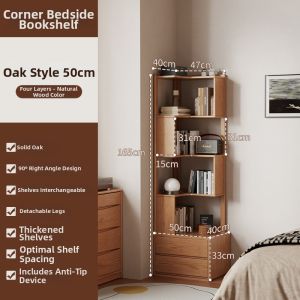 DONGMU | Wooden Corner Bookshelf with Bedside Cabinet