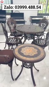 Bộ bàn ghế ban công ngoài trời Tròn Nhôm đúc Bàn ghế sân vườn ngoài trời Bàn ghế ngoài trời - BO34